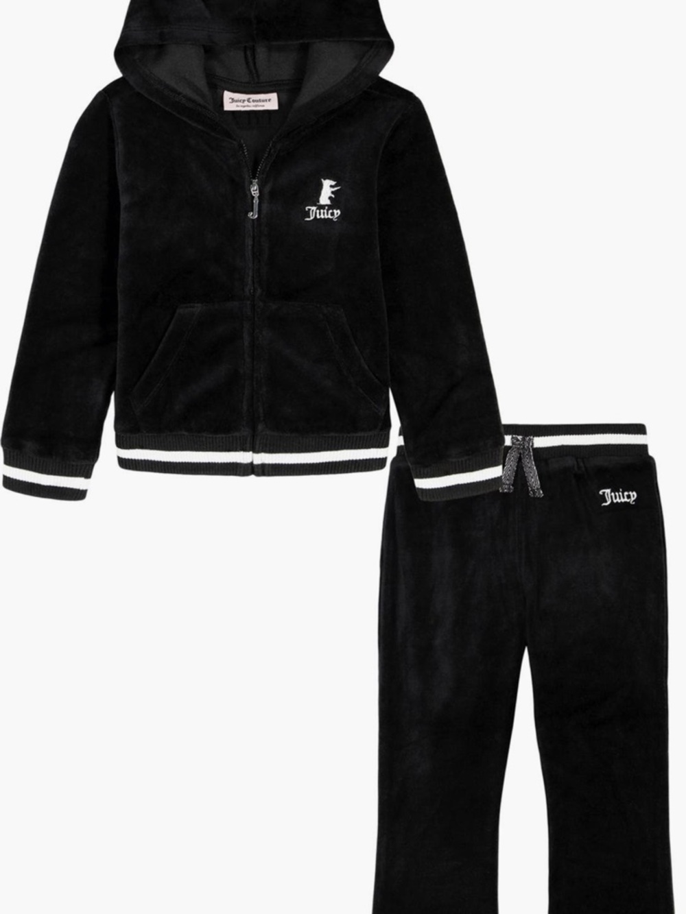 Juicy Couture Black Velour Hooded Set